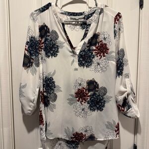 Daniel Rainn White Floral Blouse